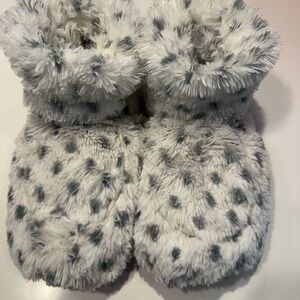 Warmies Fuzzy Slippers with Gray Spots